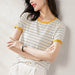 Women Fashion Striped T-Shirt Casual Long Sleeve O-neck Soft Ladies T-Shirt