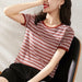 Women Fashion Striped T-Shirt Casual Long Sleeve O-neck Soft Ladies T-Shirt