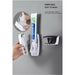 Automatic Toothpaste Dispenser Wall Mount Dust-Proof Wall Mount Toothbrush Holder Squeezer