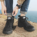 Men High Quality Leather Boots Casual Motorcycle Ankle Hombre Lace-Up Shoes