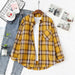 Women Shirt Plaid Oversize Turn-down Collar Leisure Fashion Loose Tops
