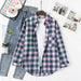 Women Shirt Plaid Oversize Turn-down Collar Leisure Fashion Loose Tops