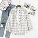 Women Shirt Plaid Oversize Turn-down Collar Leisure Fashion Loose Tops