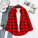 Women Shirt Plaid Oversize Turn-down Collar Leisure Fashion Loose Tops