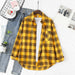 Women Shirt Plaid Oversize Turn-down Collar Leisure Fashion Loose Tops