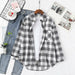 Women Shirt Plaid Oversize Turn-down Collar Leisure Fashion Loose Tops