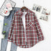 Women Shirt Plaid Oversize Turn-down Collar Leisure Fashion Loose Tops