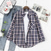 Women Shirt Plaid Oversize Turn-down Collar Leisure Fashion Loose Tops