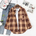 Women Shirt Plaid Oversize Turn-down Collar Leisure Fashion Loose Tops