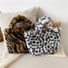 New Fashion Shoulder Bag Leopard Pattern Soft Fur Plush Handbags