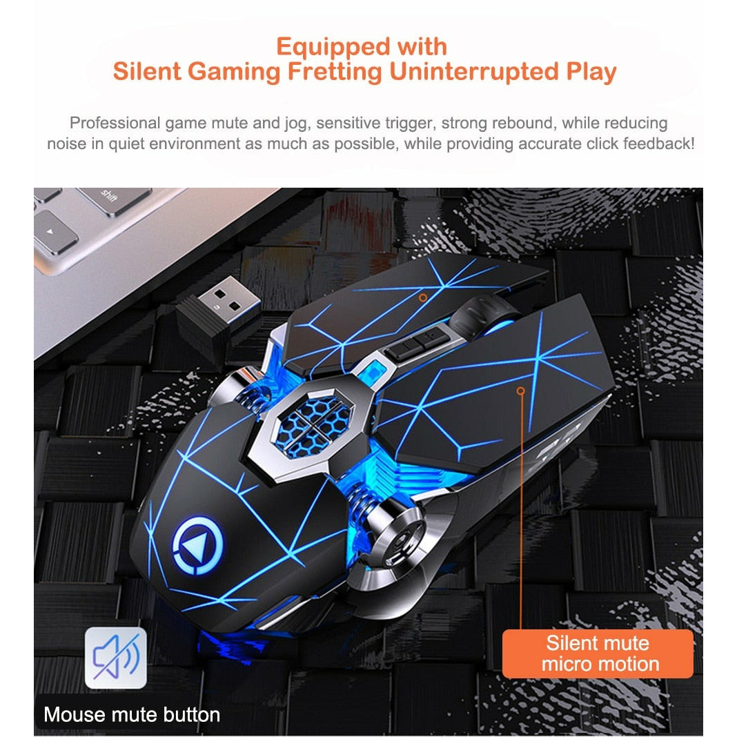 Gaming Mouse Rechargeable Silent Wireless LED Backlit Ergonomic Mouse ...