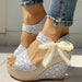 Hot Lace Leisure Wedges Heeled Shoes Women Party Platform High Heels Sandals