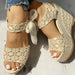 Hot Lace Leisure Wedges Heeled Shoes Women Party Platform High Heels Sandals