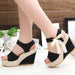 Hot Lace Leisure Wedges Heeled Shoes Women Party Platform High Heels Sandals