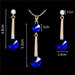Gold Color Pendant Necklace Stud Earrings Set Cubic Zirconia Crystal Bridal Jewelry