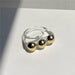 Golden Bead Transparent Resin Acrylic Rings Women Men Couple Trendy Jewelry