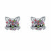 Fashion Crystal Cat Jewelry Set Cute Rainbow Cat Earrings Rings Necklace Girls Jewelry