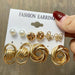 Fashion Pearl Hoop Earrings Set Women Geometirc Gold Metal Circle Hoop Earrings