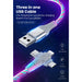 3 In1 Flow Luminous Lighting USB Cable 3 in 1 2in1 LED Micro USB Type C Charger Cable
