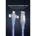 3 In1 Flow Luminous Lighting USB Cable 3 in 1 2in1 LED Micro USB Type C Charger Cable