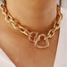 Hip Hop Alloy Necklace Bracelet Set Women Heart Necklace Creative Fashion Jewelry