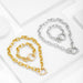 Hip Hop Alloy Necklace Bracelet Set Women Heart Necklace Creative Fashion Jewelry