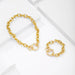 Hip Hop Alloy Necklace Bracelet Set Women Heart Necklace Creative Fashion Jewelry
