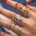 Vintage Bohemian Rings Set Heart Butterfly Gold Crystal Geometric Women Finger Rings