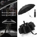 Windproof Umbrella Reflective Stripe Reverse LED Light Three Folding Inverted Umbrella