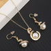 Pearl Jewelry Sets Fashion Gold Silver Geometric Crystal Necklace Earrings Jewelry