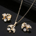 Pearl Jewelry Sets Fashion Gold Silver Geometric Crystal Necklace Earrings Jewelry