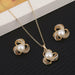 Pearl Jewelry Sets Fashion Gold Silver Geometric Crystal Necklace Earrings Jewelry