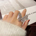 High-Grade Copper Inlaid Zircon Butterfly Ring Luxury Shiny Women Cocktail Ring