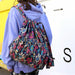 Vinatge Fashion Drawstring Backpacks Women Ethnic Style Waterproof Nylon Backpacks