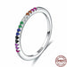 Rainbow Silver Rings Women Wedding Sterling Silver Ring Fine Jewelry