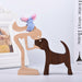 Wood Craft Figurine Desktop Table Ornament Carving Creative Home Office Decoration Pet sculpture
