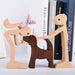 Wood Craft Figurine Desktop Table Ornament Carving Creative Home Office Decoration Pet sculpture