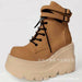 High Platform Ankle Boots Leather Fashion Wedges Women High Heels Shoes
