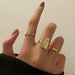 Retro Punk Hip Hop Cross Ring Chain Link Adjustable Ring Men Women Gothic Jewelry