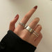 Retro Punk Hip Hop Cross Ring Chain Link Adjustable Ring Men Women Gothic Jewelry