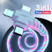 3 In1 Flow Luminous Lighting USB Cable 3 in 1 2in1 LED Micro USB Type C Charger Cable