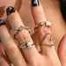 Vintage Bohemian Rings Set Heart Butterfly Gold Crystal Geometric Women Finger Rings