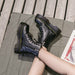 Women's Motorcycle Boots Soft Leather Shoes Female Lace Up Platforms Boots