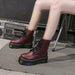 Women's Motorcycle Boots Soft Leather Shoes Female Lace Up Platforms Boots