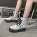 Women's Motorcycle Boots Soft Leather Shoes Female Lace Up Platforms Boots