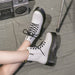 Women's Motorcycle Boots Soft Leather Shoes Female Lace Up Platforms Boots