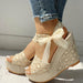 Hot Lace Leisure Wedges Heeled Shoes Women Party Platform High Heels Sandals