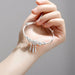 Adjustable Silver Feather Round Bead Charm Bangle Bracelet Women Jewelry