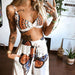 2 Pecs Suit Women Outfits Boho Beach Style Print Underwear Loose Wide Leg Pants Sets