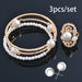 Wedding Jewelry Sets Multilayer Pearl Bracelet Bangle Ring Set Women Jewelry